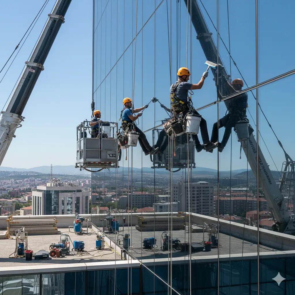 Ankara Vinç ile Cam Temizliği: Yüksek Binalar İçin Güvenli Çözüm